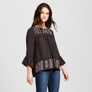 NEW! Knox Rose Women's Embroidered Dobby Top